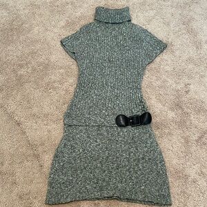 Tunic style sweater with faux belt